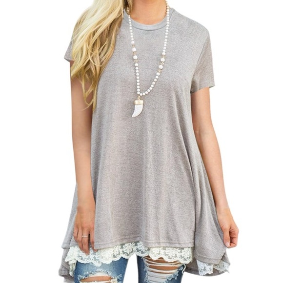 Plus Size Lace Bottom Top - Picture 2 of 3